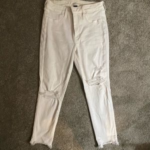 Distressed white AE jeans